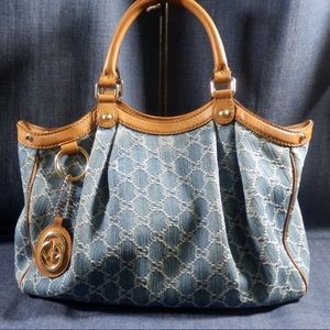 authentic gucci sukey medium denim shoulder bag